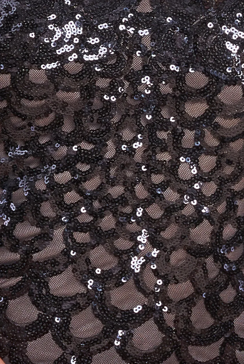Diamante Strap Fish Scale Sequin Maxi Dress - Black by Goddiva sold by Goddiva product image thumbnail 5