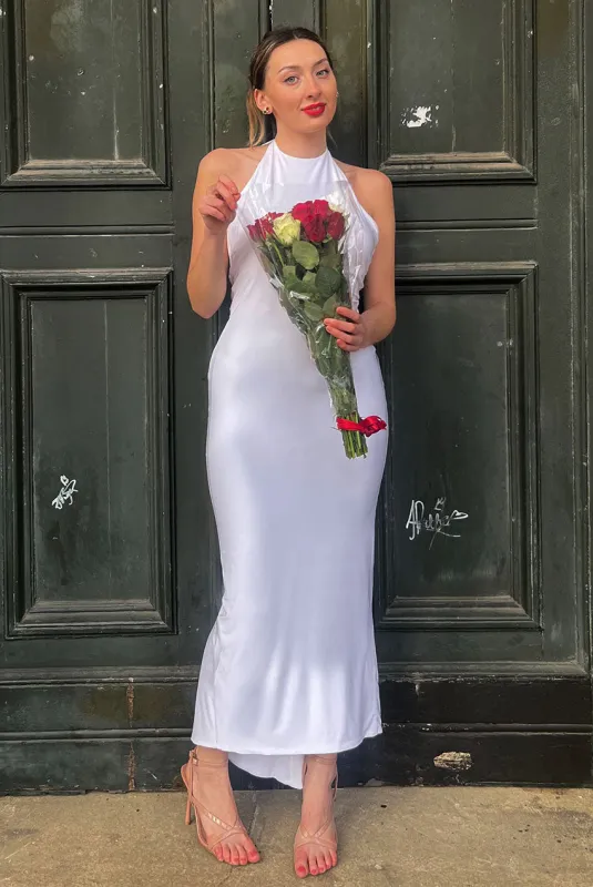 Kim Ivory Knot Back Bodycon Dress by InFlair sold by Goddiva