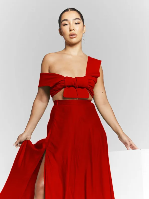 Isla Red Multiway Tie Top by InFlair sold by Goddiva