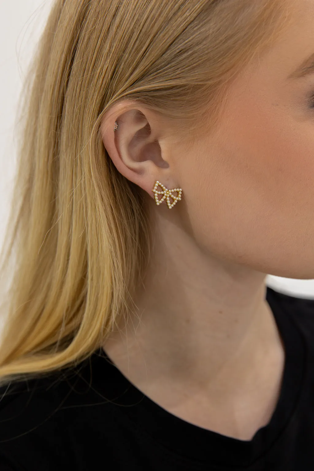 Pearl Bow Earrings by Last True Angel sold by Goddiva product image thumbnail 3