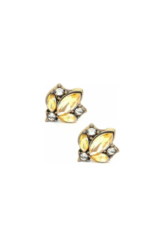 Crystal Cluster Earring In Yellow & Gold by Last True Angel sold by Goddiva