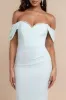 Off The Shoulder Draped Sleeve Maxi Dress With Diamante Neckline - Mint Green by Goddiva sold by Goddiva