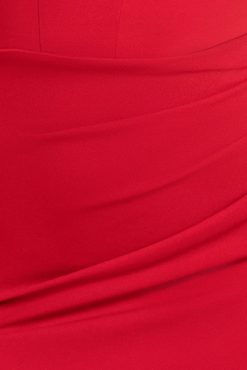 Off The Shoulder Draped Sleeve Maxi Dress With Diamante Neckline - Red by Goddiva sold by Goddiva product image thumbnail 5