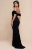 Off The Shoulder Draped Sleeve Maxi Dress With Diamante Neckline - Black by Goddiva sold by Goddiva