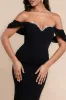 Off The Shoulder Draped Sleeve Maxi Dress With Diamante Neckline - Black by Goddiva sold by Goddiva