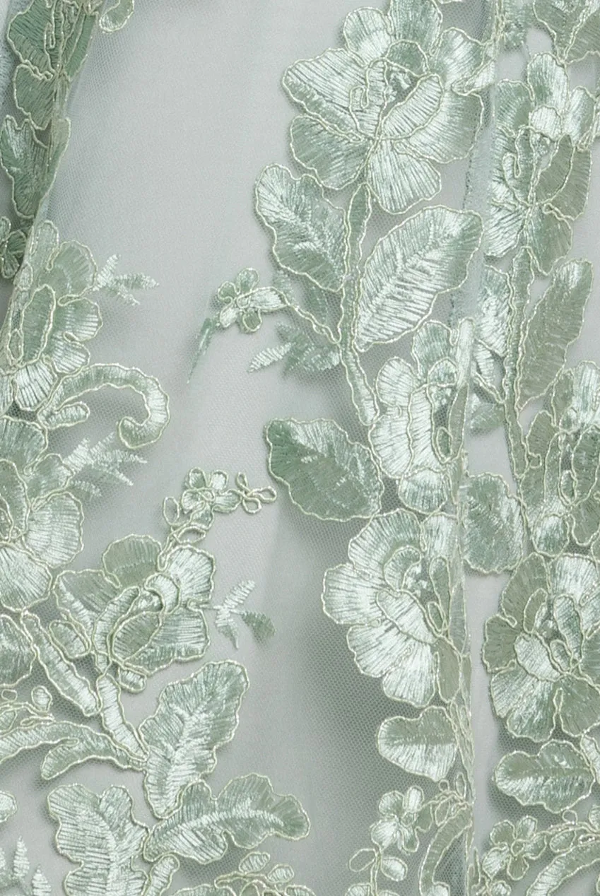 Halter Neck Lace High And Low Dress - Sage Green by Goddiva sold by Goddiva product image thumbnail 4