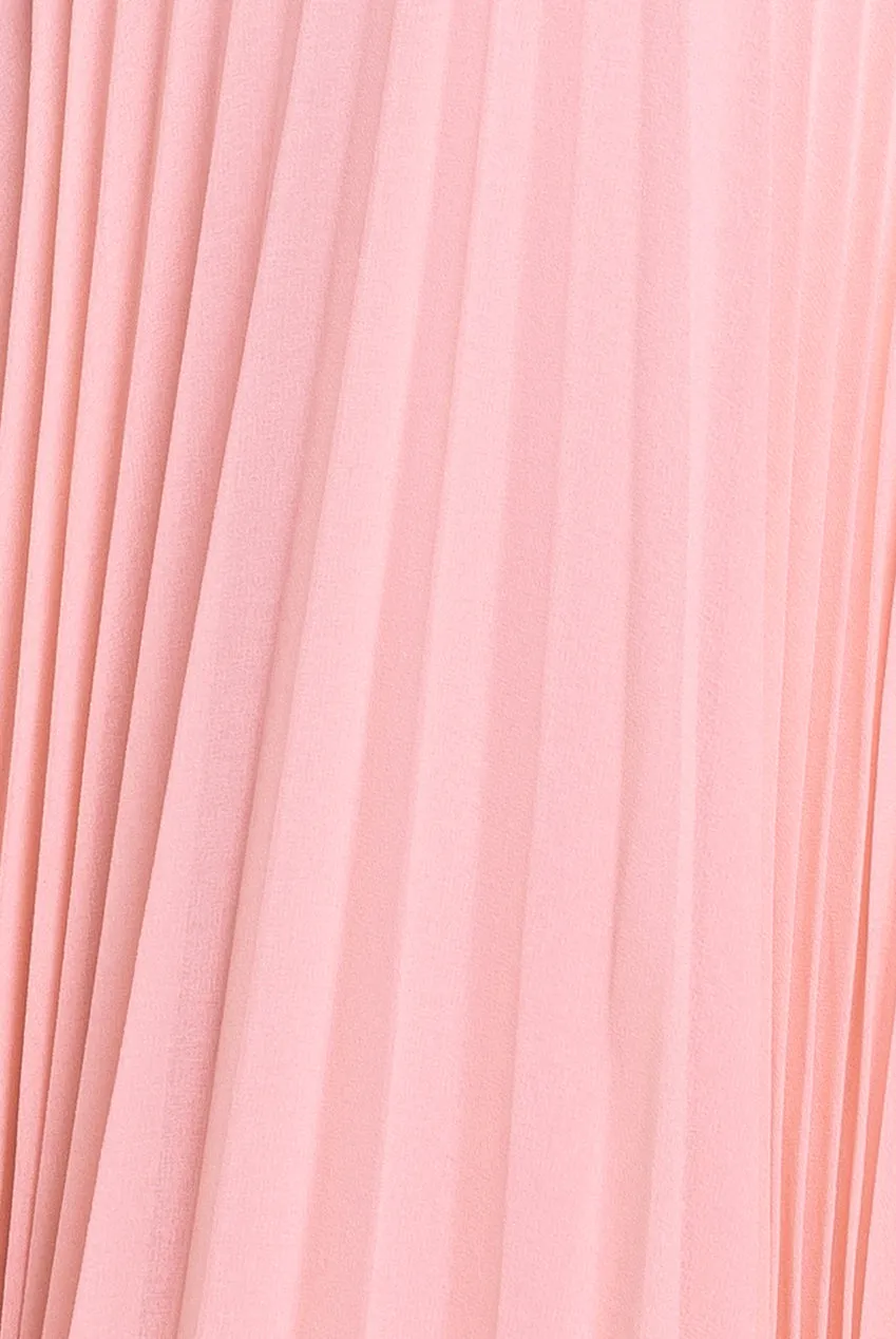 Cowl Neck Pleated A-Line Chiffon Midi Dress - Blush Pink by Goddiva sold by Goddiva product image thumbnail 4
