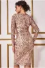 Full Sleeve Sequin Midi Dress - Champagne by Goddiva sold by Goddiva