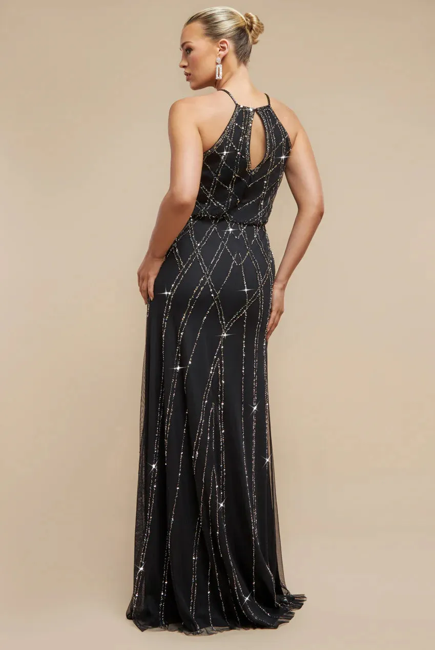 Racer Neck Sleeveless Hand Embellished Sequin Maxi Dress - Black by Goddiva sold by Goddiva product image thumbnail 2