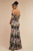 Cowl Neck Floral Print Jacquard Chiffon Maxi Dress - Black by Goddiva sold by Goddiva