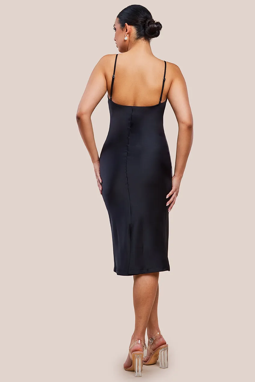 Cowl Neck Satin Slip Cami Midi Dress by Urban Touch sold by Goddiva product image thumbnail 3