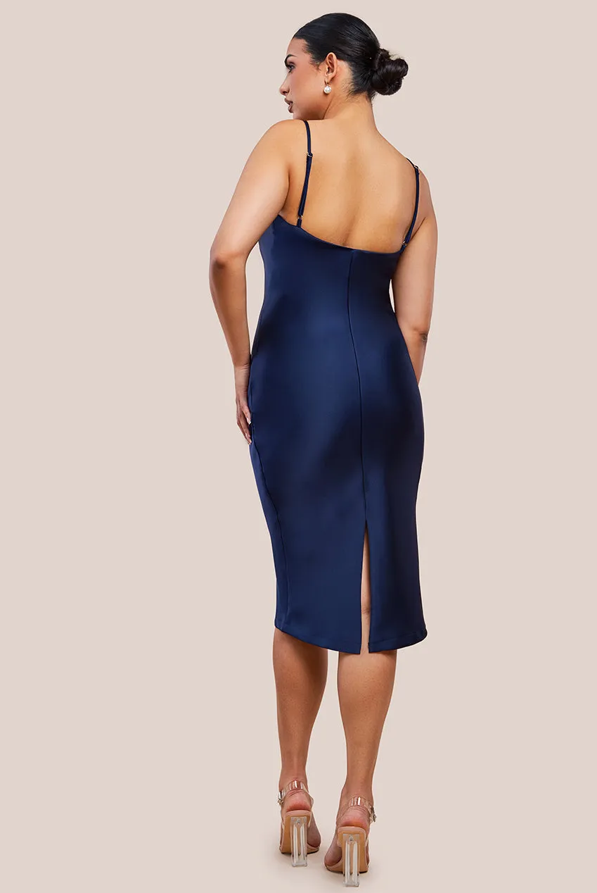 Cowl Neck Satin Slip Cami Midi Dress by Urban Touch sold by Goddiva product image thumbnail 3