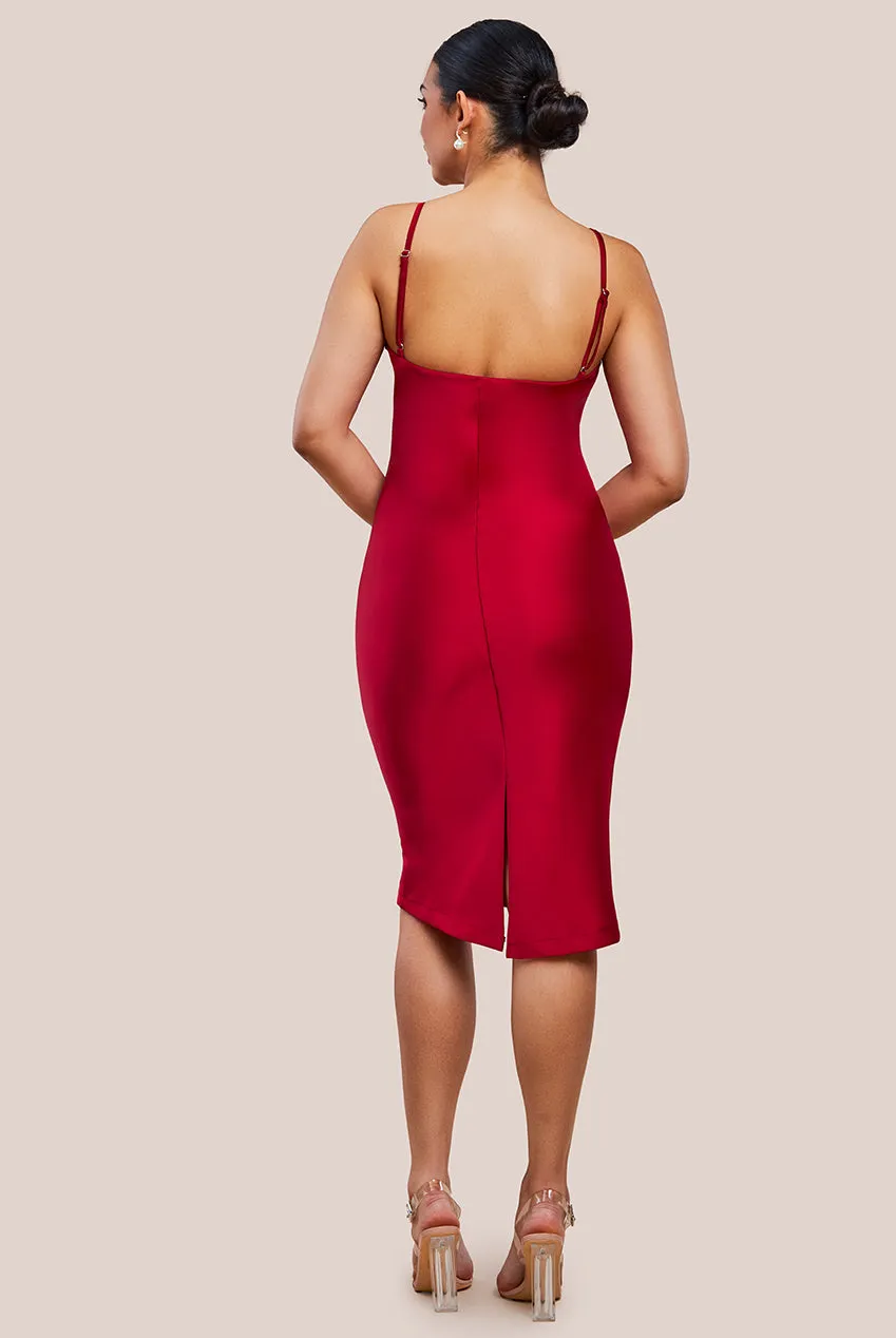 Cowl Neck Satin Slip Cami Midi Dress by Urban Touch sold by Goddiva product image thumbnail 3