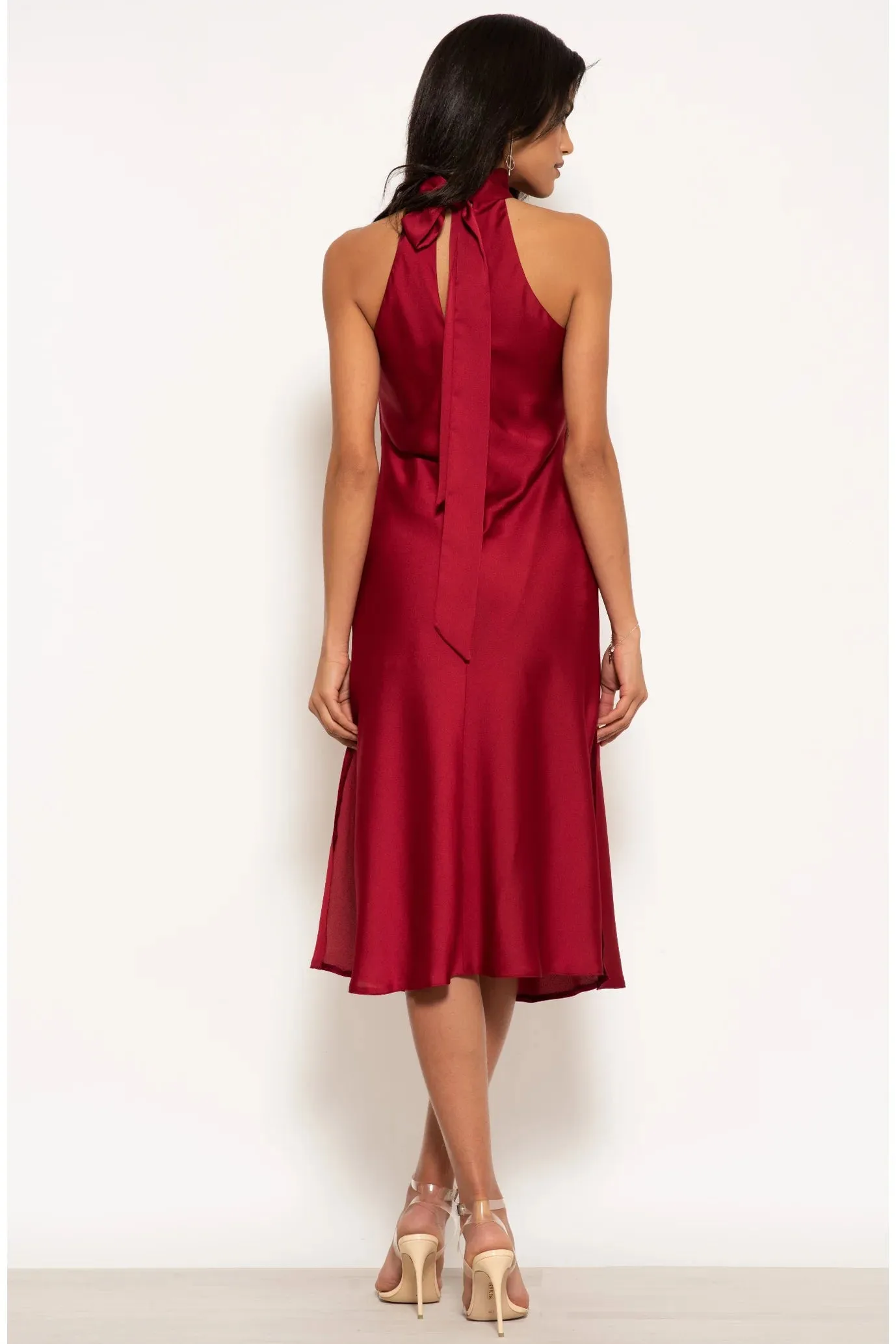 Halterneck Satin Midi Dress by Urban Touch sold by Goddiva product image thumbnail 2