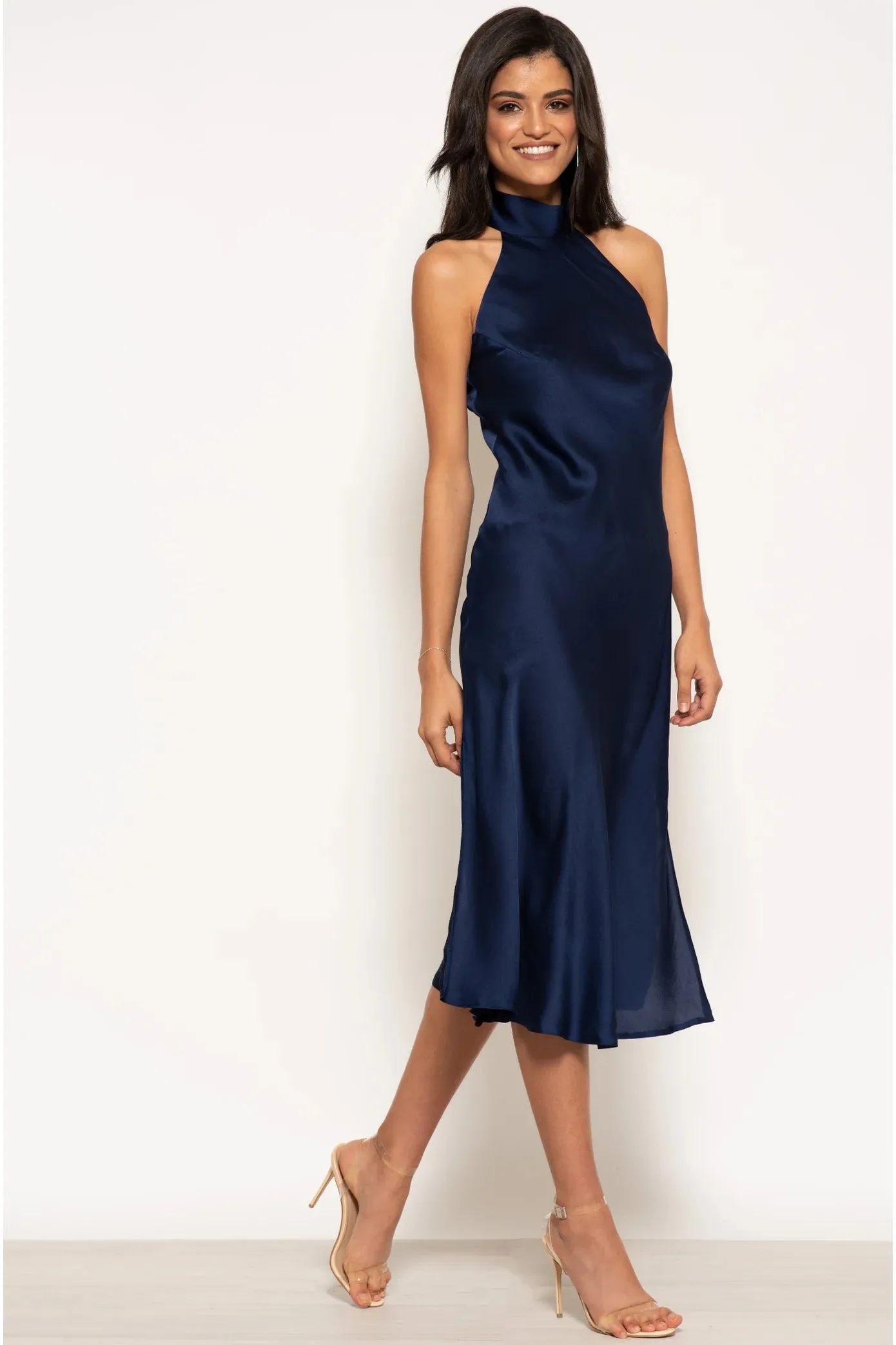 Halterneck Satin Midi Dress by Urban Touch sold by Goddiva product image thumbnail 2