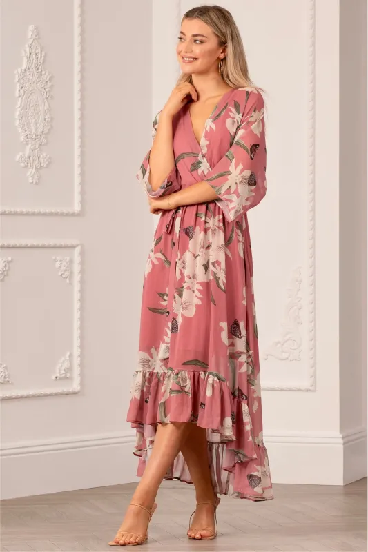 Kimono Wrap Floral Dress by Urban Touch sold by Goddiva