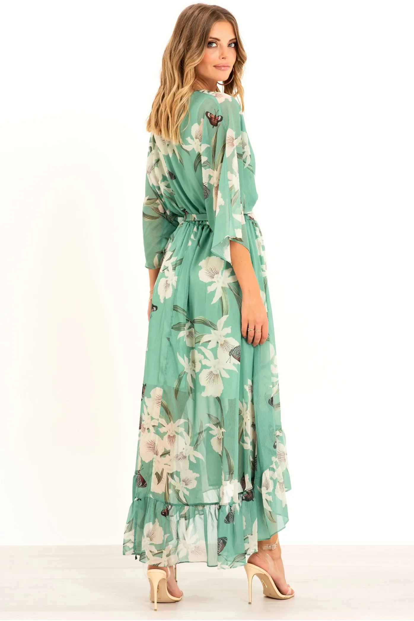 Kimono Wrap Floral Dress by Urban Touch sold by Goddiva product image thumbnail 4