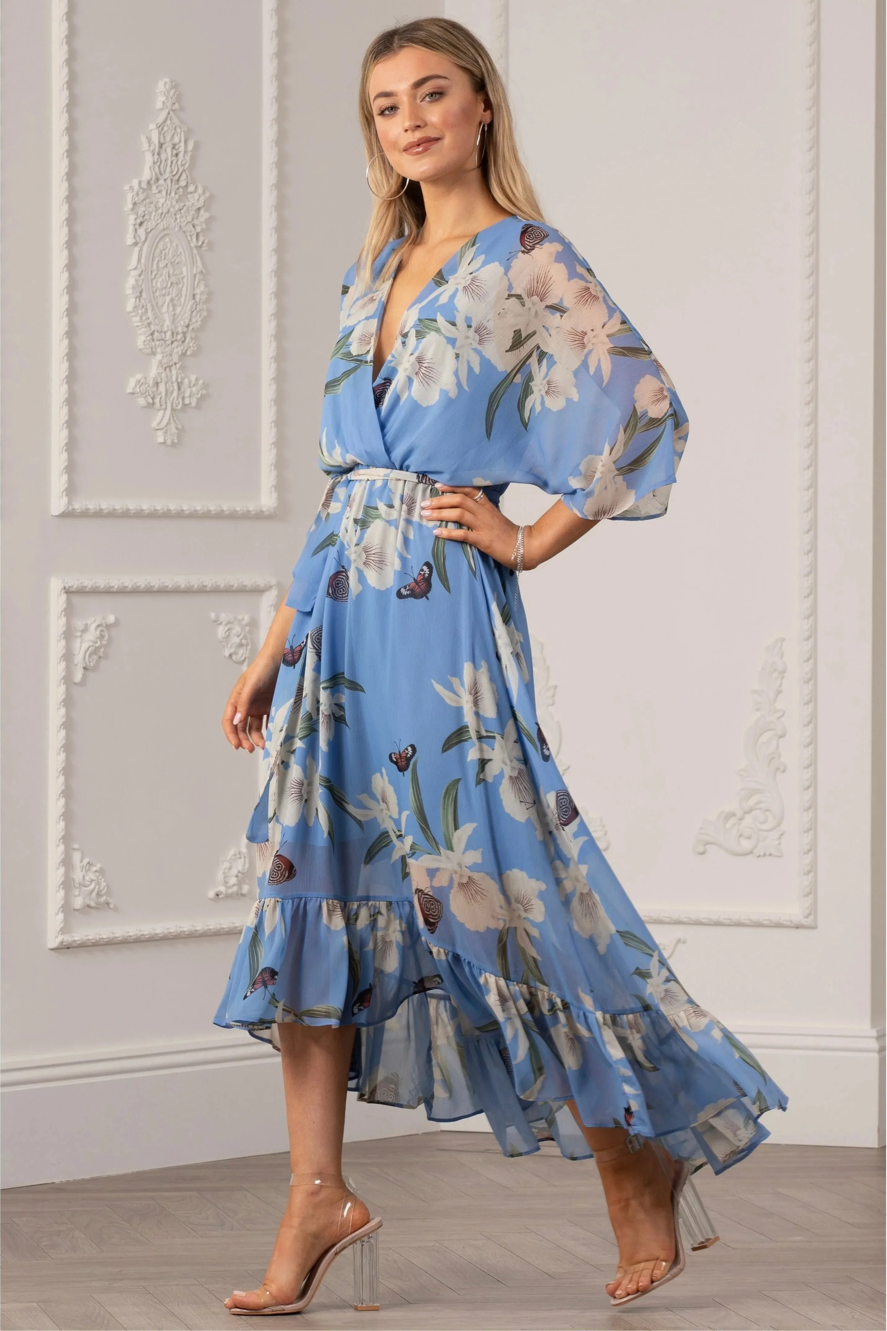 Kimono Wrap Floral Dress by Urban Touch sold by Goddiva product image thumbnail 2