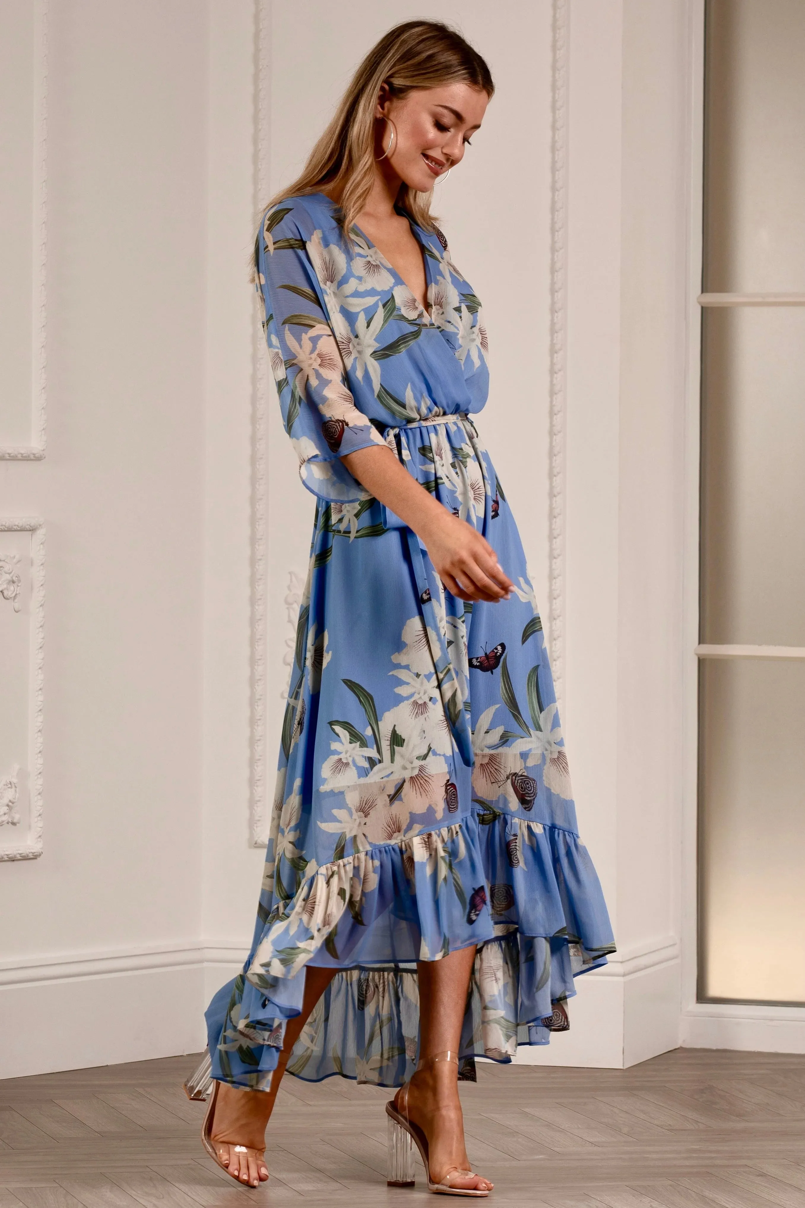 Kimono Wrap Floral Dress by Urban Touch sold by Goddiva product image thumbnail 3