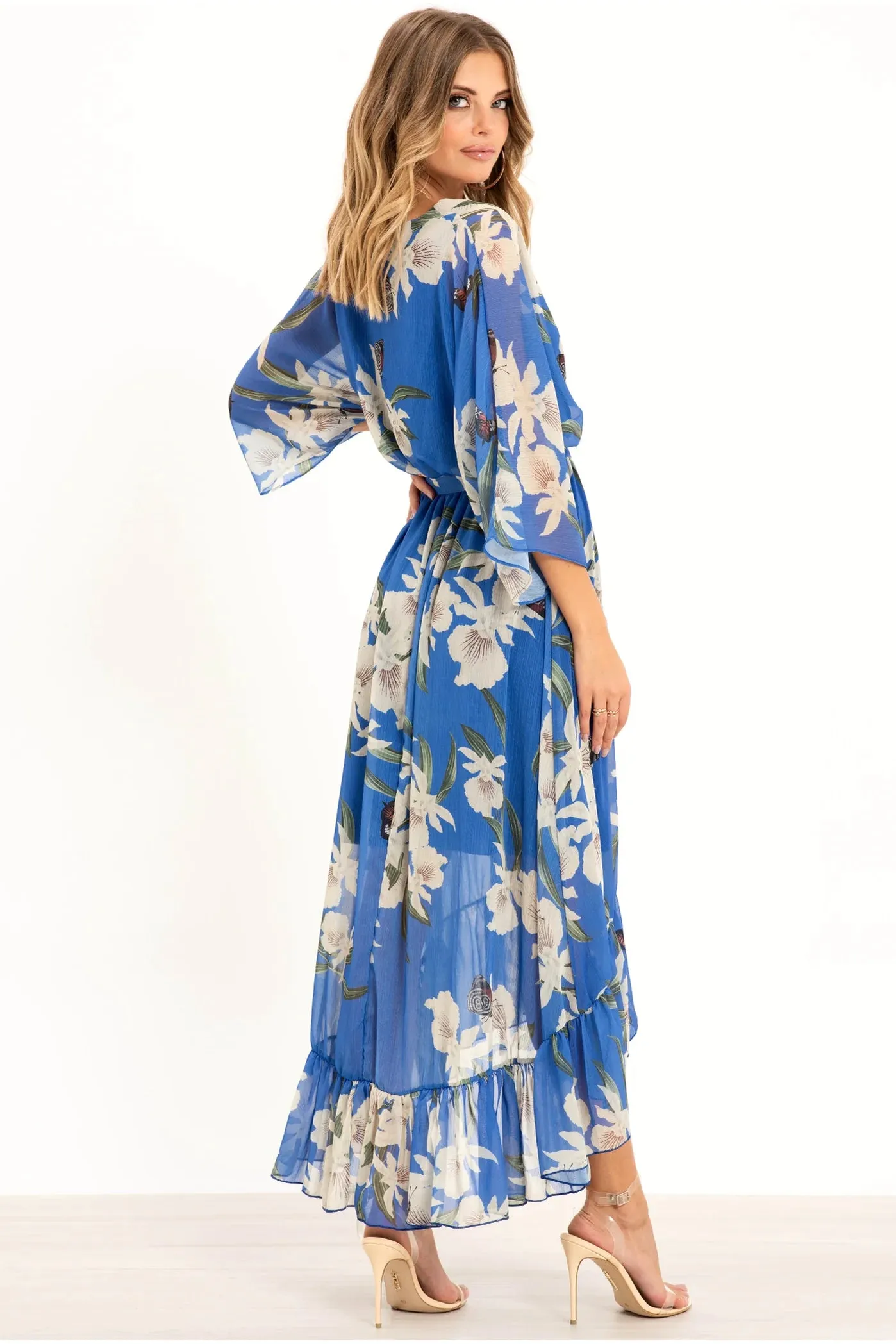 Kimono Wrap Floral Dress by Urban Touch sold by Goddiva product image thumbnail 4