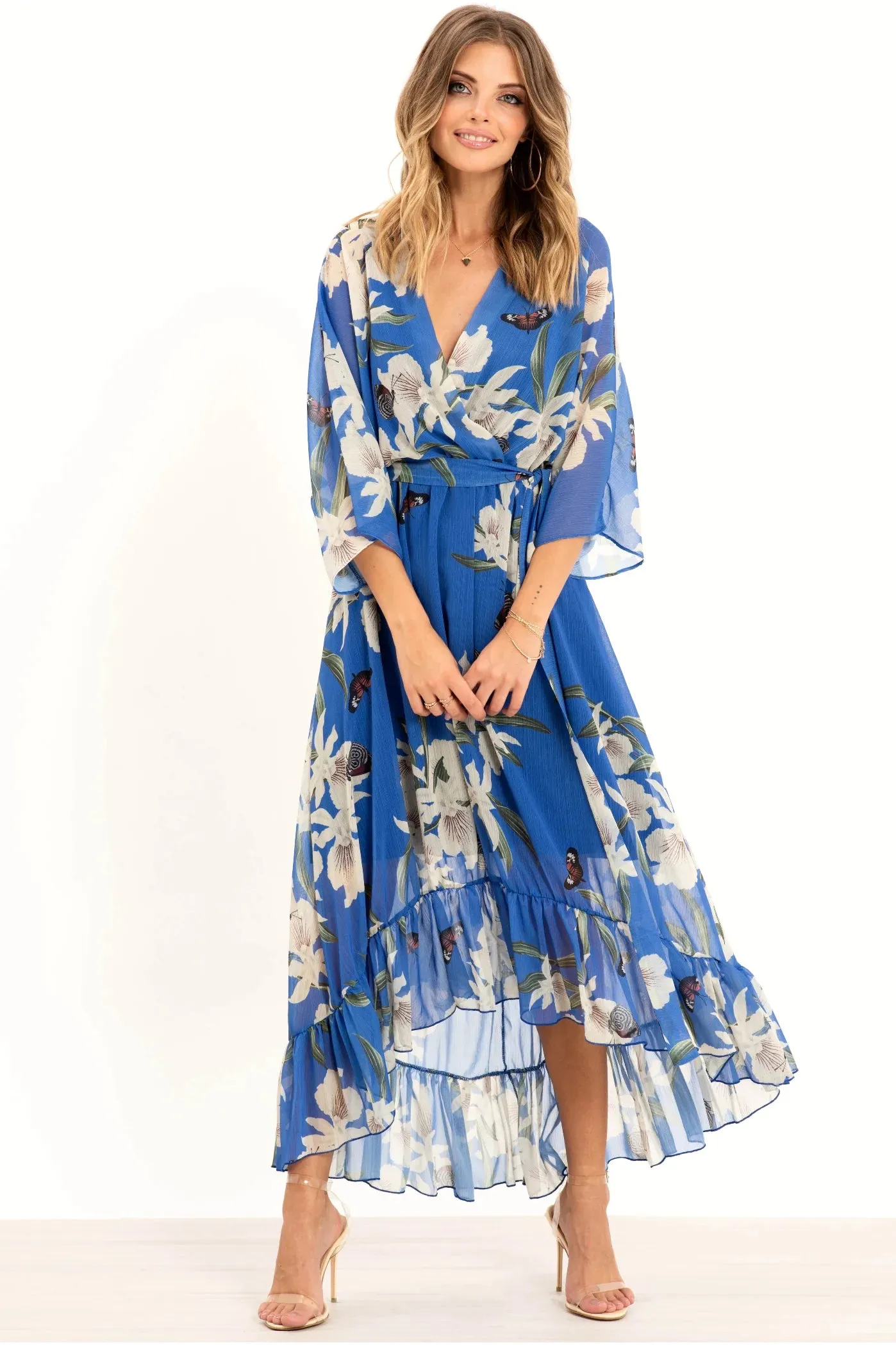 Kimono Wrap Floral Dress by Urban Touch sold by Goddiva product image thumbnail 5