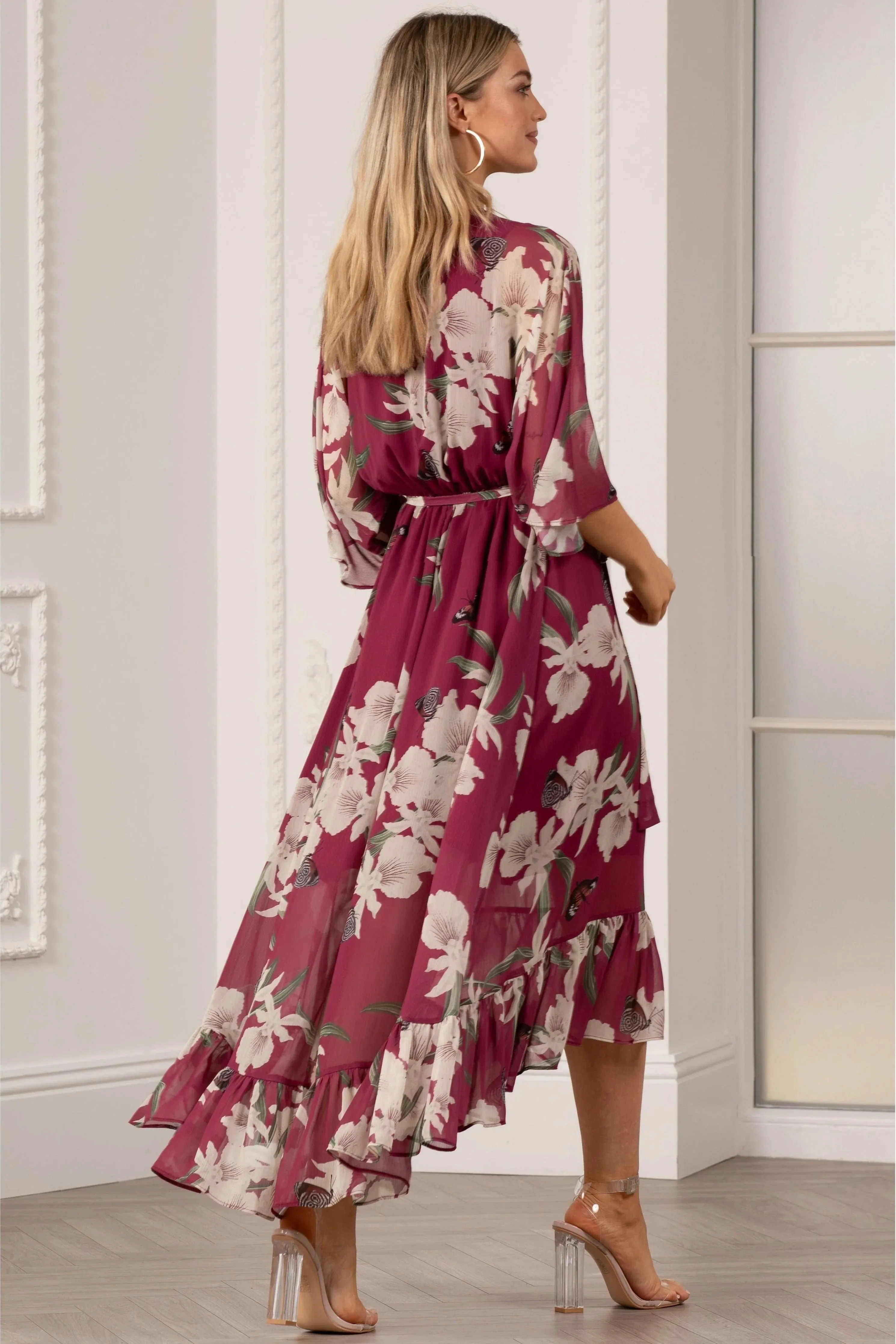 Kimono Wrap Floral Dress by Urban Touch sold by Goddiva product image thumbnail 4