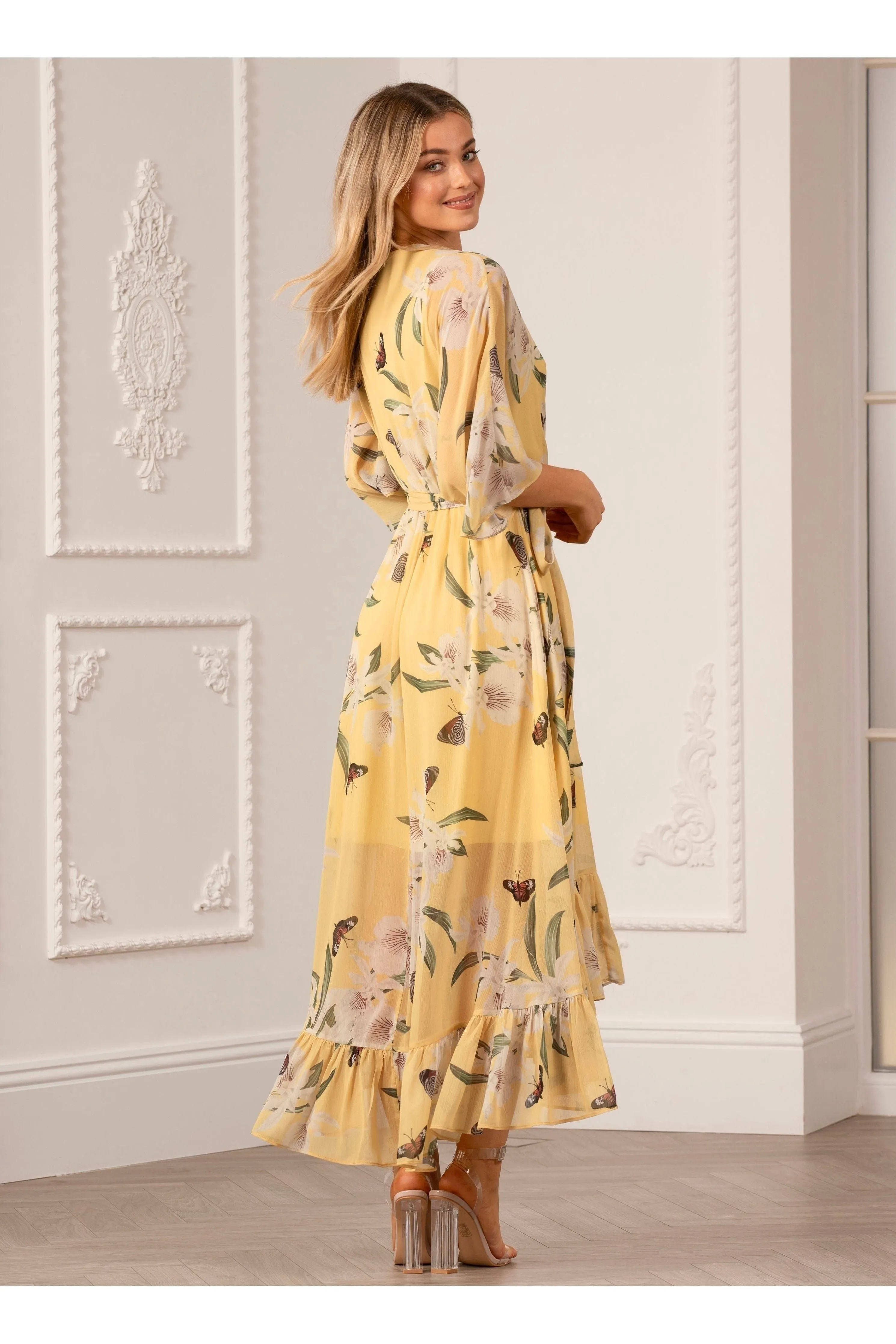 Kimono Wrap Floral Dress by Urban Touch sold by Goddiva product image thumbnail 3