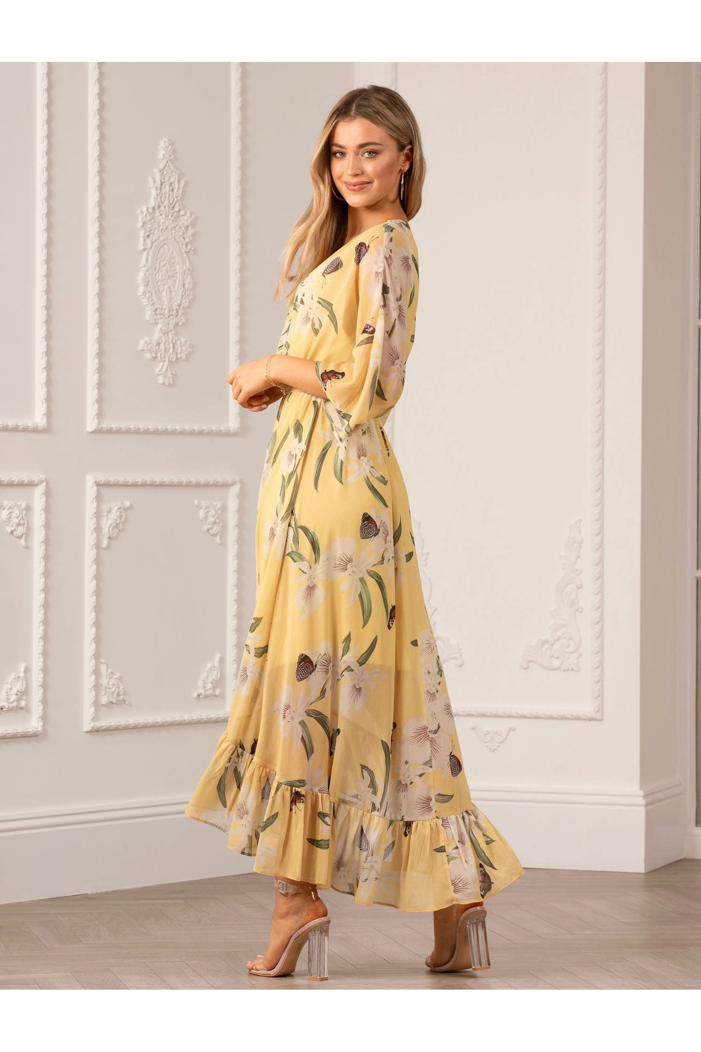 Kimono Wrap Floral Dress by Urban Touch sold by Goddiva product image thumbnail 4