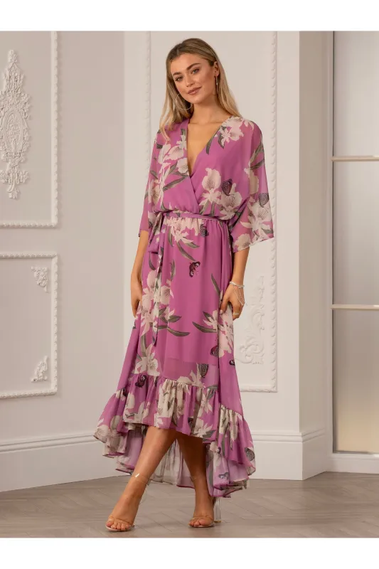 Kimono Wrap Floral Dress by Urban Touch sold by Goddiva