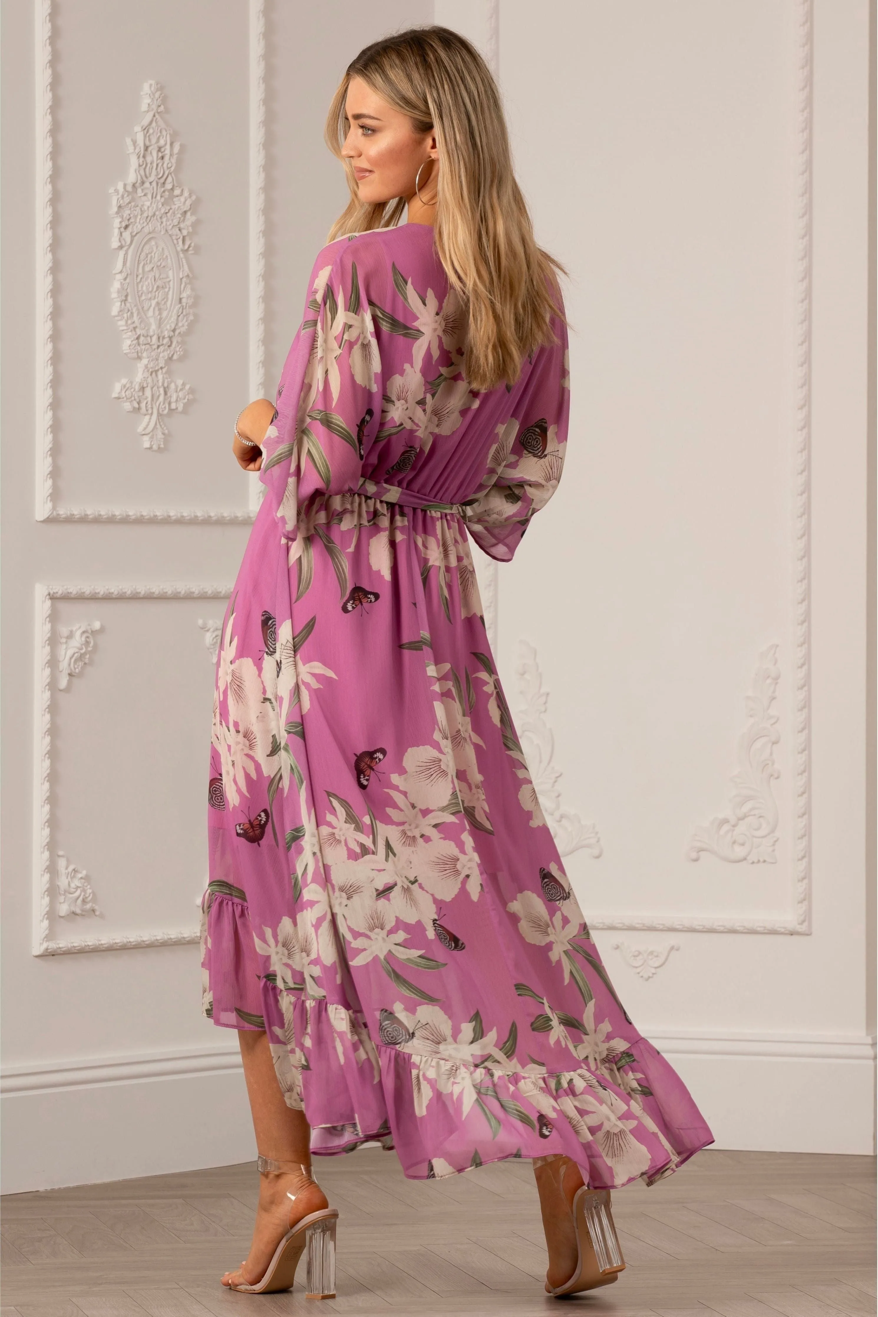 Kimono Wrap Floral Dress by Urban Touch sold by Goddiva product image thumbnail 2