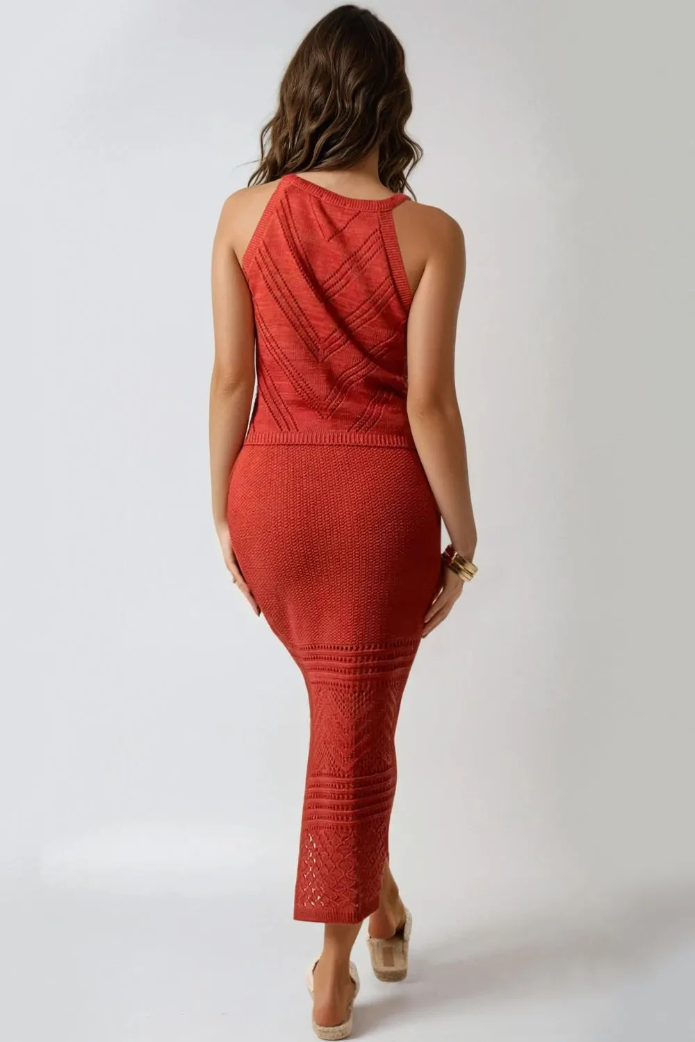 Rust Crochet Knitted Co Ord Set by Aftershock London sold by Goddiva product image thumbnail 3