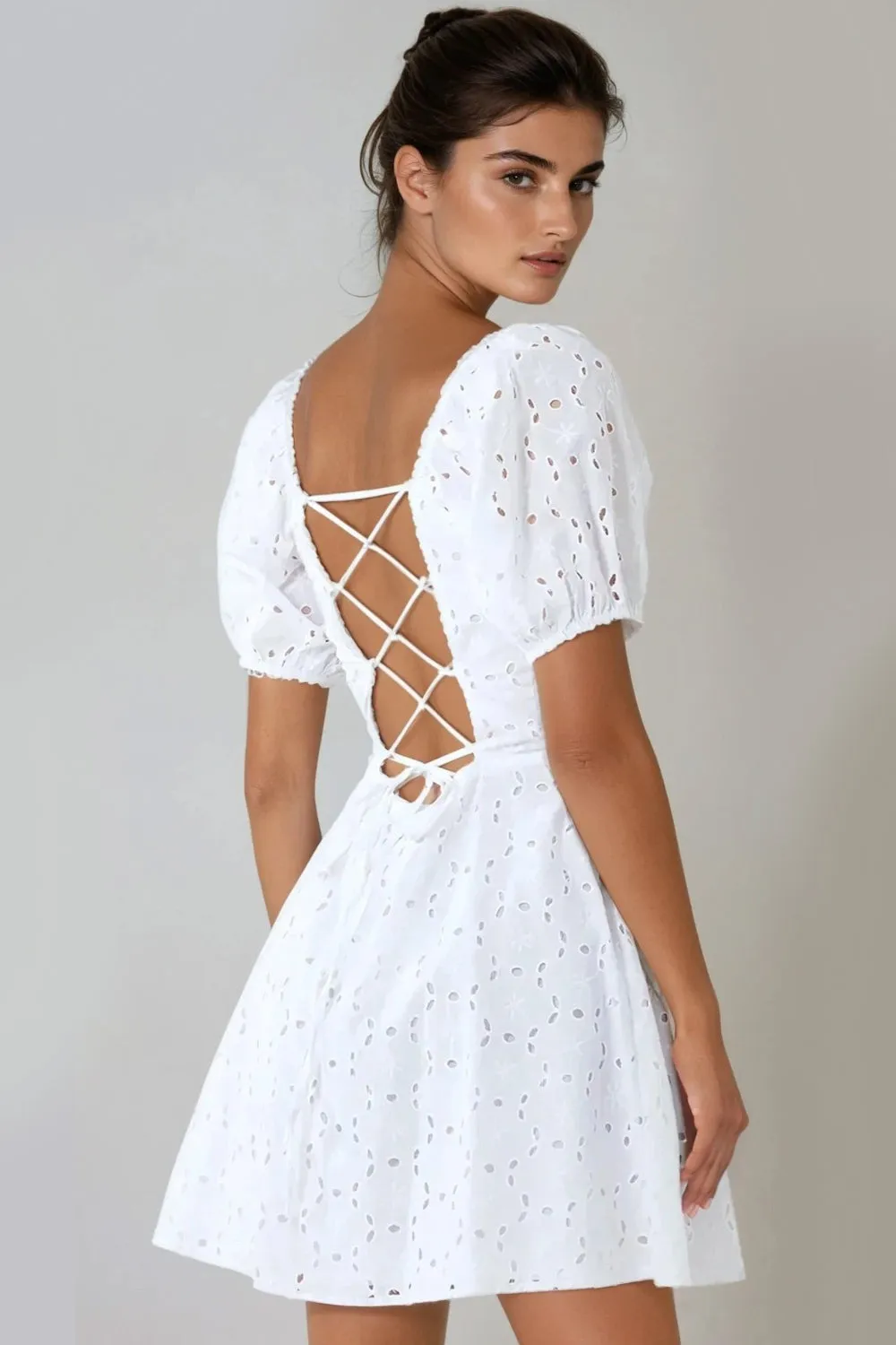 White Broderie Mini Dress by Aftershock London sold by Goddiva product image thumbnail 2