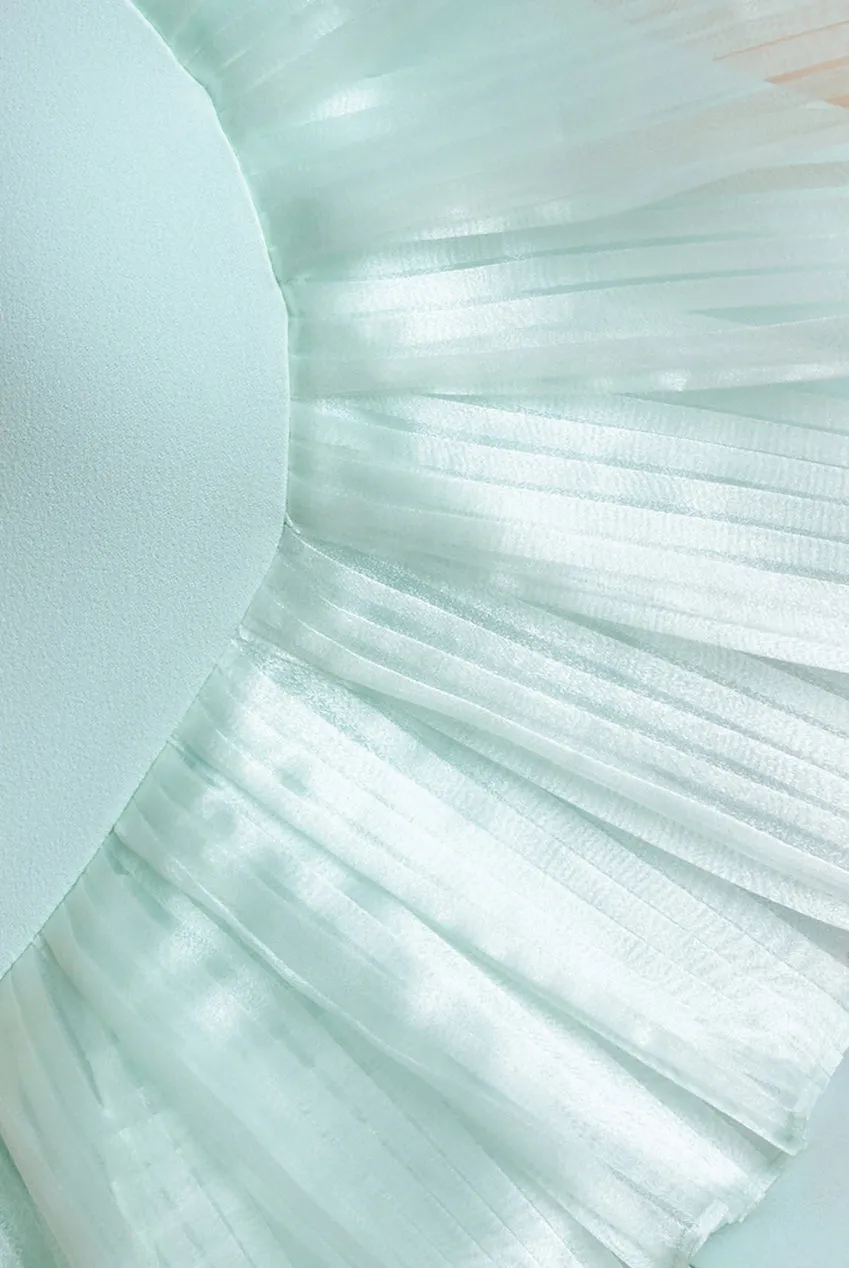 One Shoulder Pleated Fan Maxi Dress - Mint Green by Goddiva sold by Goddiva product image thumbnail 5