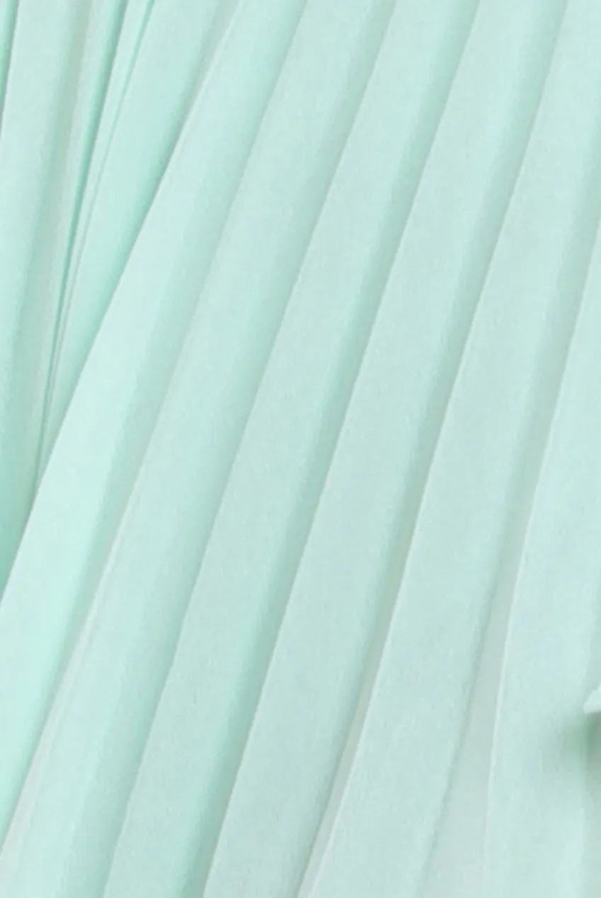 Pleated Bardot High Low Tier Chiffon Midaxi Dress - Mint Green by Goddiva sold by Goddiva product image thumbnail 4