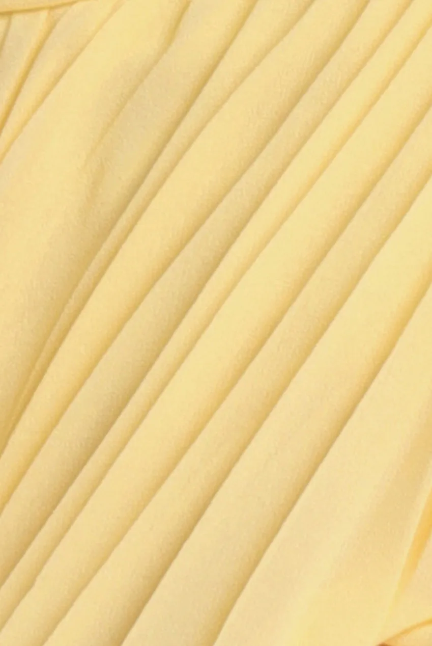 Pleated Bardot High Low Tier Chiffon Midaxi Dress - Lemon by Goddiva sold by Goddiva product image thumbnail 5