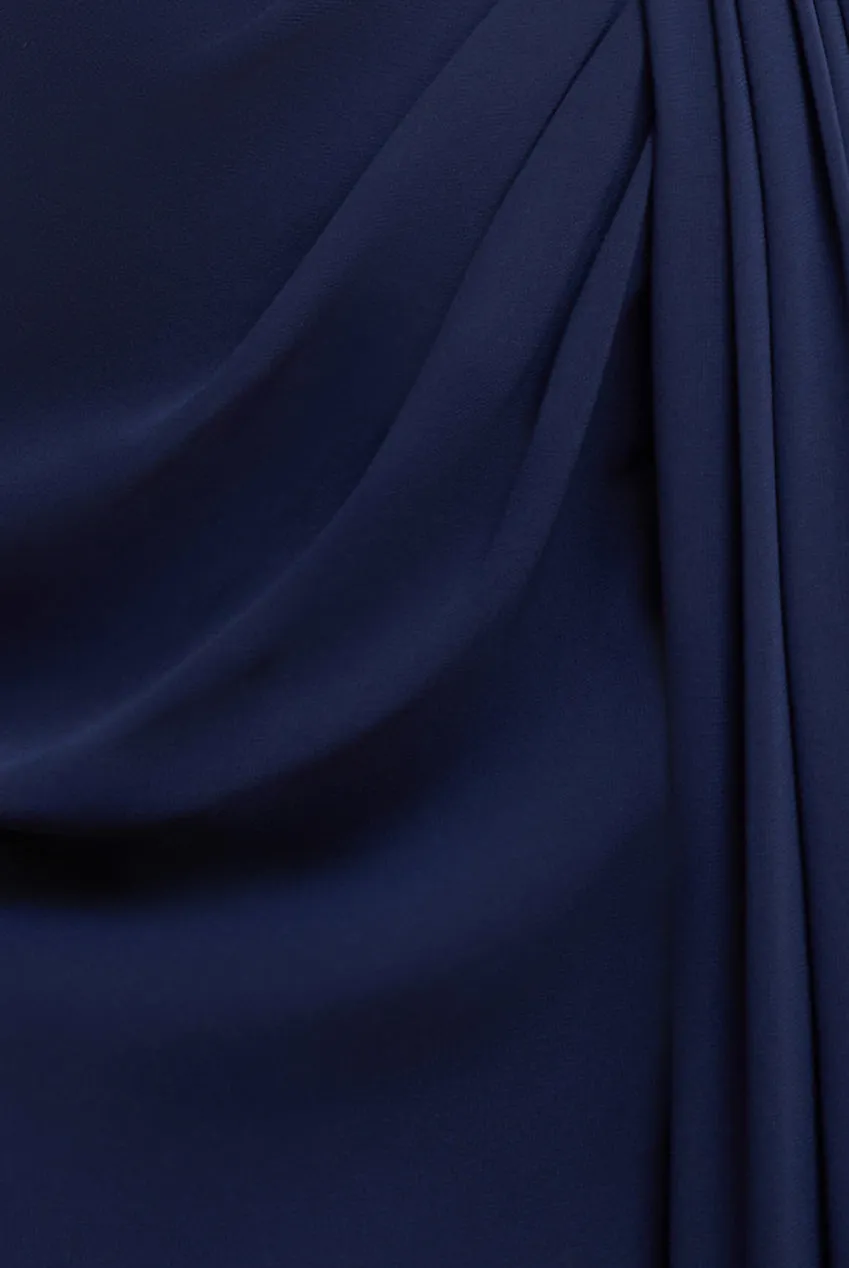 Halterneck Thigh Split Chiffon Maxi Dress - Navy Blue by Goddiva sold by Goddiva product image thumbnail 4
