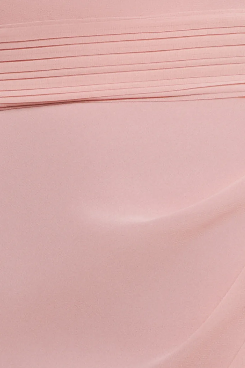 Halterneck Thigh Split Chiffon Maxi Dress - Blush Pink by Goddiva sold by Goddiva product image thumbnail 5