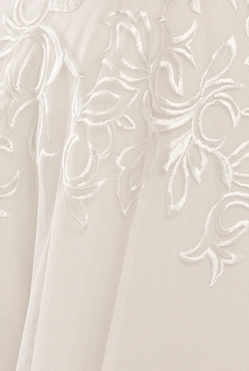 Lace Flutter Sleeve Embroidered Mesh A Line Maxi Dress - White by Goddiva sold by Goddiva product image thumbnail 4