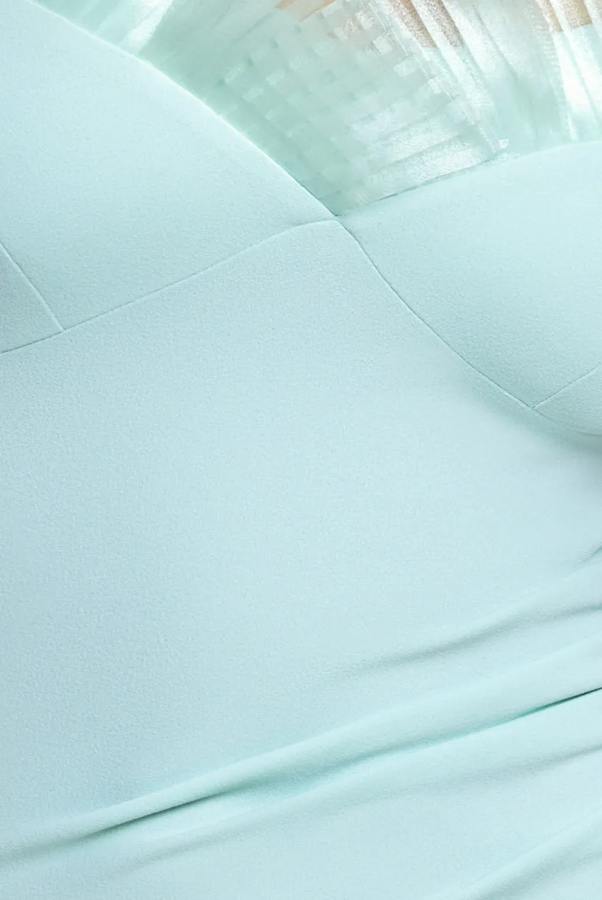 Fan Pleated Bardot Scuba Crepe Maxi Dress - Mint Green by Goddiva sold by Goddiva product image thumbnail 5