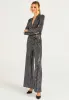 Sequin Plunge Neck Faux Wrap Jumpsuit In Silver by Angeleye sold by Goddiva