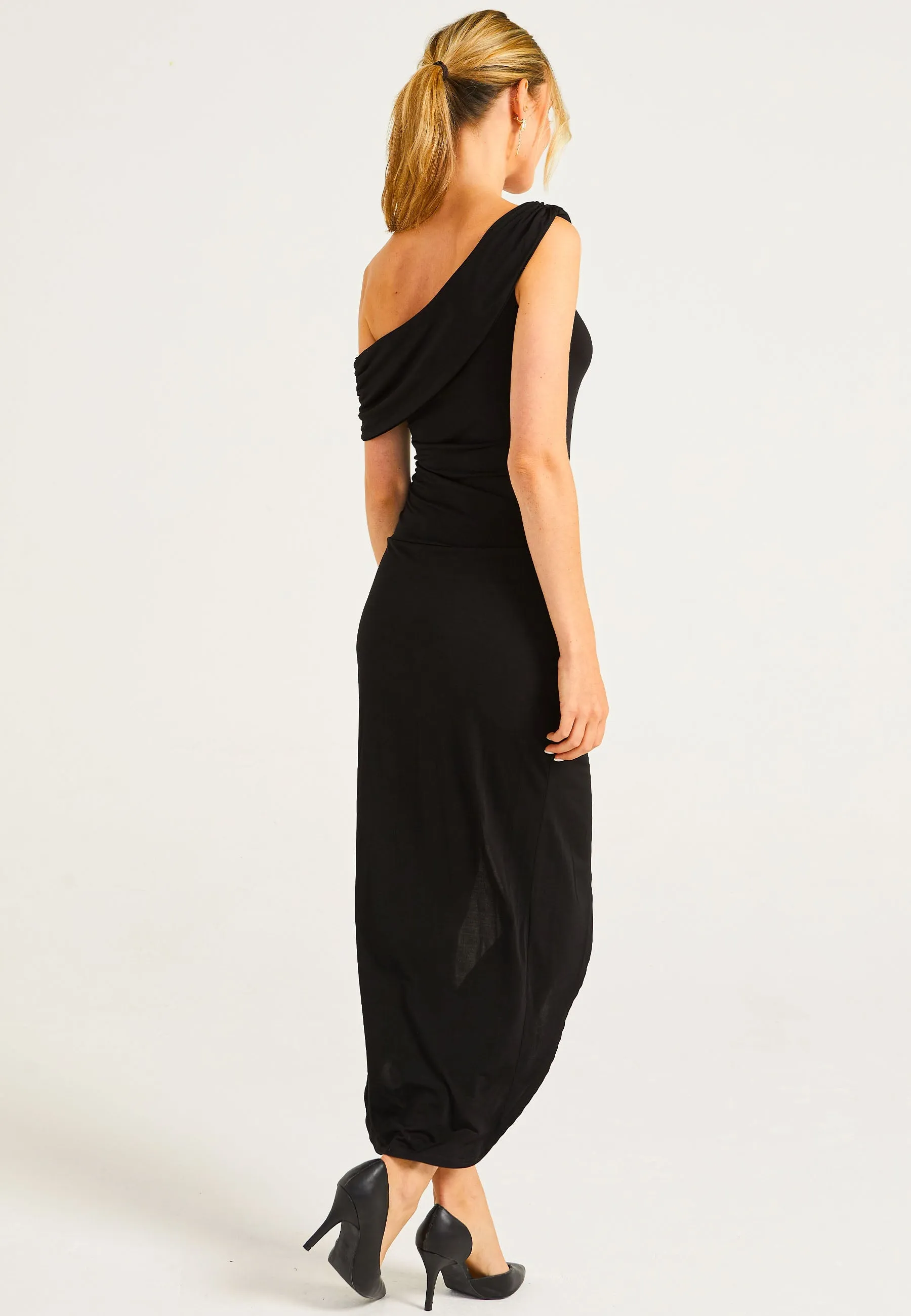 Off Shoulder Faux Wrap Dress With Leg Slit by Angeleye sold by Goddiva product image thumbnail 2