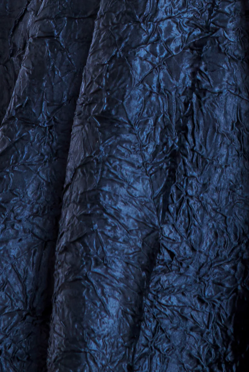 Crushed Satin Sleeveless A Line Midi Dress - Navy Blue by Goddiva sold by Goddiva product image thumbnail 4