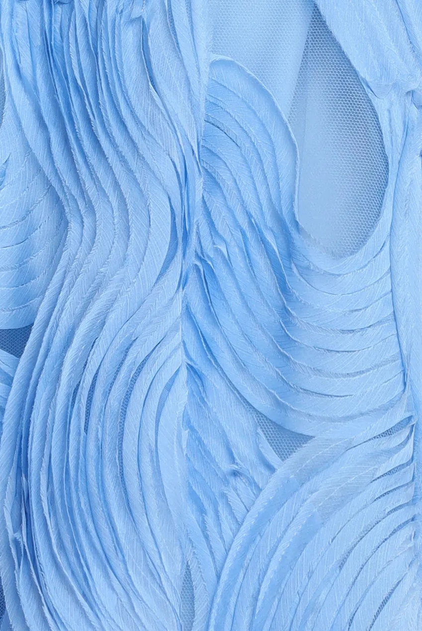 Scuba & Textured Chiffon A Line Midi Dress - Blue by Goddiva sold by Goddiva product image thumbnail 4