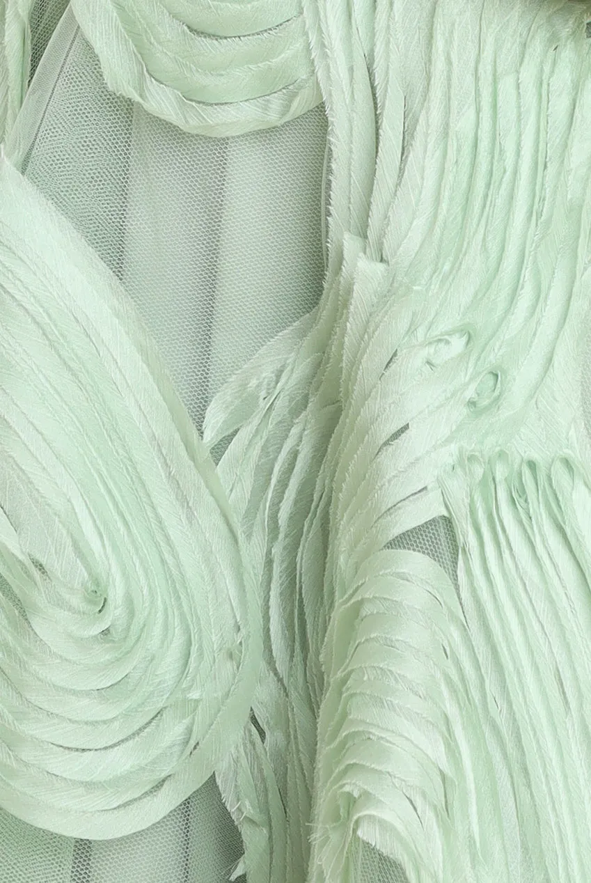 Scuba & Textured Chiffon A Line Midi Dress - Sage Green by Goddiva sold by Goddiva product image thumbnail 4