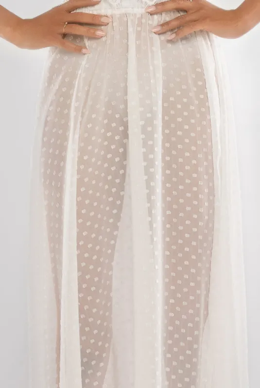 Polka Dobby Chiffon A-Line Maxi Skirt by Goddiva sold by Goddiva