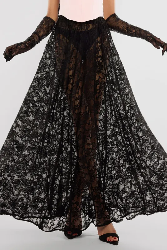 Floral Lace A-Line Maxi Skirt by Goddiva sold by Goddiva