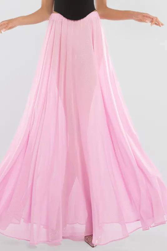 Gathered A-Line Glitter Chiffon Maxi Skirt by Goddiva sold by Goddiva