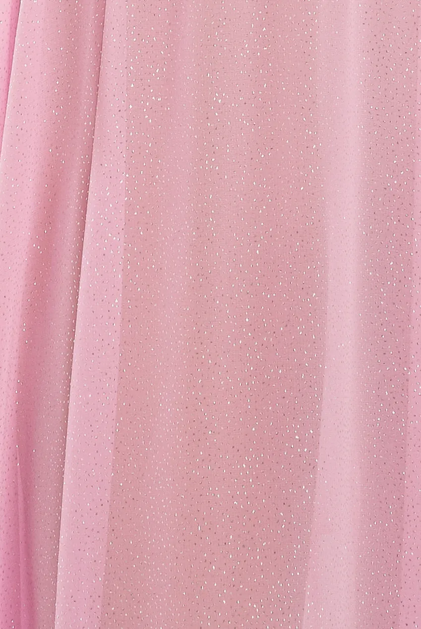 Gathered A-Line Glitter Chiffon Maxi Skirt by Goddiva sold by Goddiva product image thumbnail 2