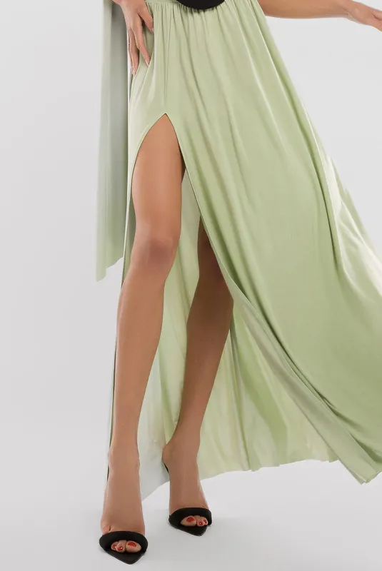 Side Split Soft Touch Maxi Skirt by Goddiva sold by Goddiva