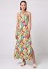 Halterneck Keyhole Maxi Dress In Tropical Papaya Print by Angeleye sold by Goddiva